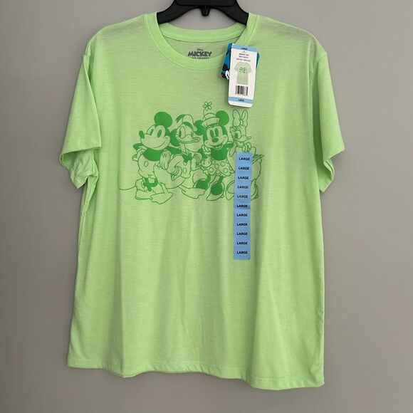 Disney Mickey And Friends Lime Green Short  T Shirt Size L - Picture 2 of 4